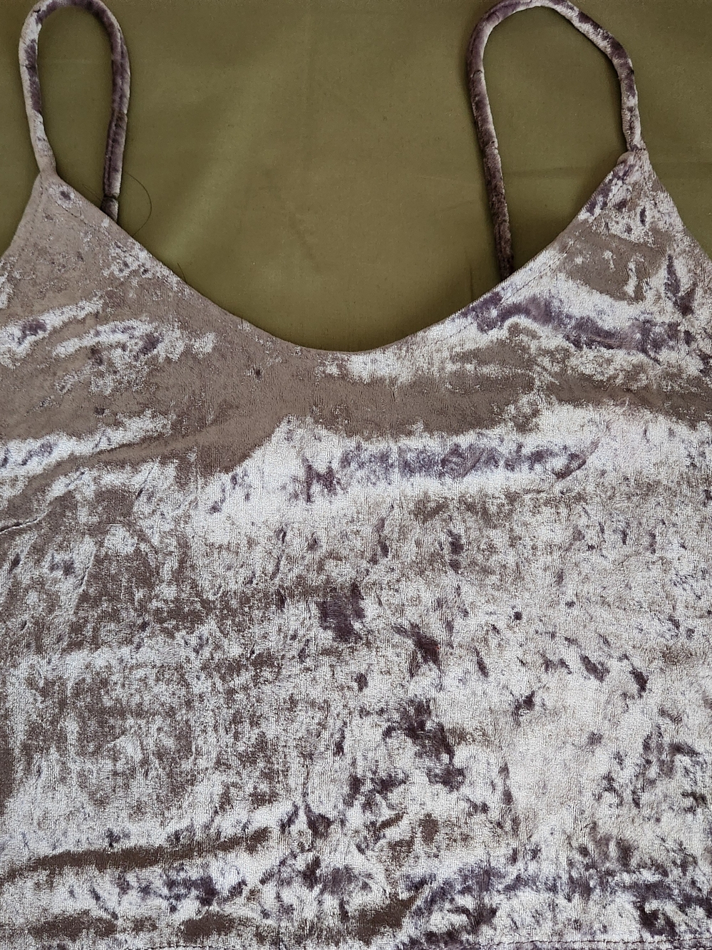 Velvet Crushed Crop Top - Silver Taupe